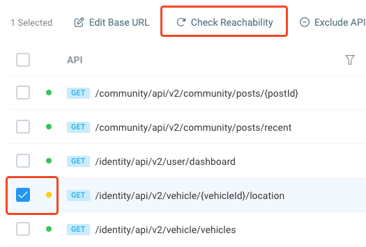 Screenshot showing how to check reachability on the location API